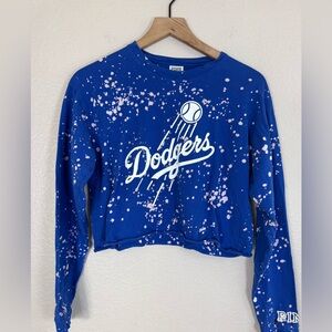 PINK Victoria's Secret Blue Dodgers Splatter Long Sleeve Tee